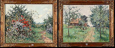 "Corner of the Garden in Bloom" and "Landscape in the old farmhouse." (2)