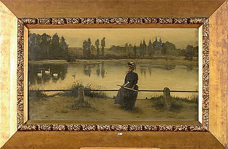 Jeune femme en bord de lac