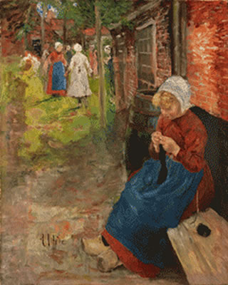 Strickendes Mädchen