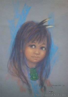 Maori Girl with Tiki