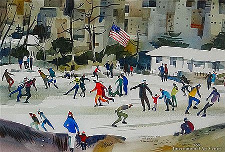 Ice Skaters, New York by Ted Sherwen - Auction record, sale price, and art valuation. Compare with similar artists and explore comparable artworks.