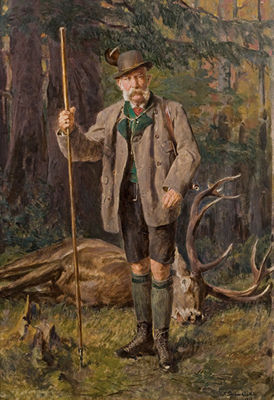 Kaiser Franz Josef mit Jagdtrophäe