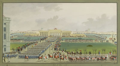 Gottesdienst und Truppenparade auf dem Burgring am 13. April 1826 aus Anlass der Genesung von Kaiser Franz I.