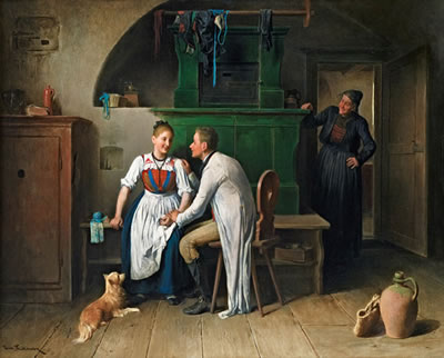 Verliebtes Paar in der Stube