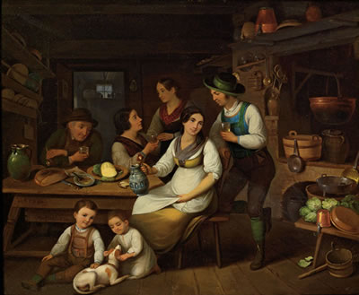 Umtrunk in der Bauernküche