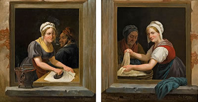 Büglerin und Wäscherin (a pair) by Constantinus Fidelio Coene - Auction record, sale price, and art valuation. Compare with similar artists and explore comparable artworks.