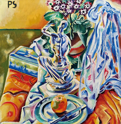 Stillleben mit Figur und Schleier