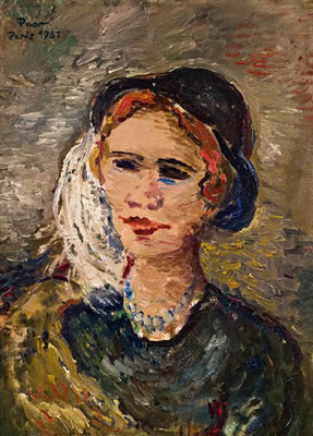 Dame mit Federhut