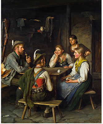Conversation at the table with hunter
