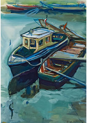Boote im Hafen von Ybbs