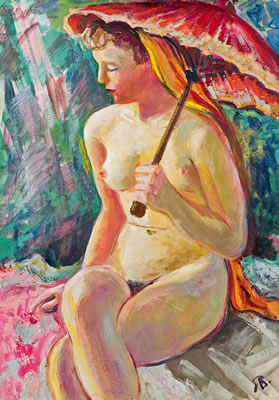 Damenakt mit Sonnenschirm by Rudolf Burger - Auction record, sale price, and art valuation. Compare with similar artists and explore comparable artworks.