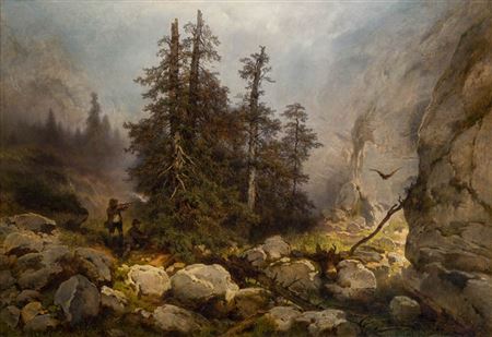 Zwei Jäger im Gebirge