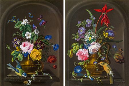 Still life with flowers (a pair) by Johann Baptist Drechsler - Auction record, sale price, and art valuation. Compare with similar artists and explore comparable artworks.
