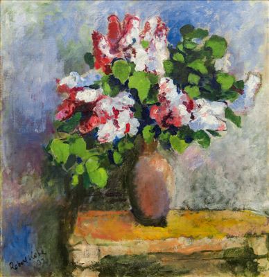 Still life with flowers, portrait of a woman (verso)