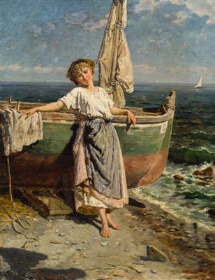Sample artwork by Bartolomeo Giuliano (1829 - 1909), known for realist tendency, history paintings, genre painting, and landscape with figure - View similar artists and auction records