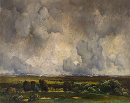 Landscape with thunderclouds by Toni von Stadler - Auction record, sale price, and art valuation. Compare with similar artists and explore comparable artworks.