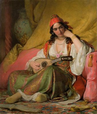 Regine with greek costume and lute, 1842