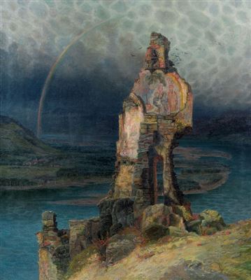 Ruins of Dürnstein with rainbow