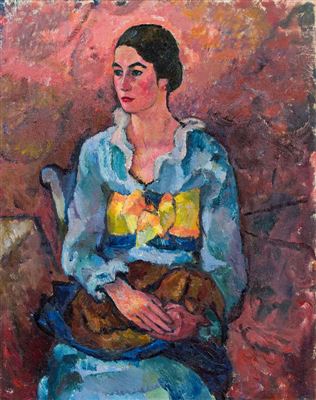 Spanish woman with Pekinese, 1917/18