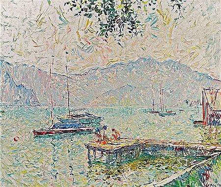 Badesteg in Parschallen, Attersee, 1969