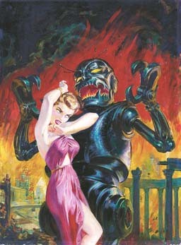 Robot Threatening Young Woman
