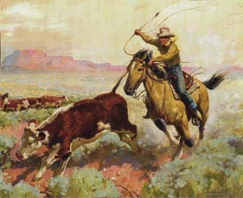 Cowboy roping runaway