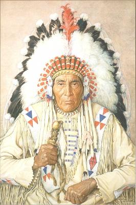 Seated Indian chief facing