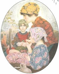 Mother with two young girls