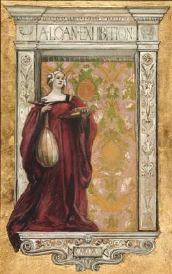 Woman holding lute