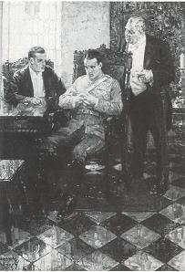 Three men in elegant interior