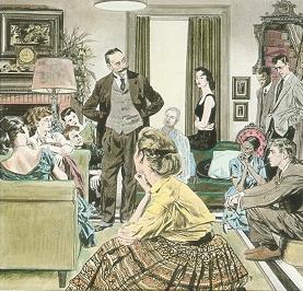 Hercule Poirot in a roomful