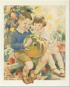 Two children carving