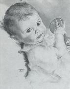 Baby with rattle