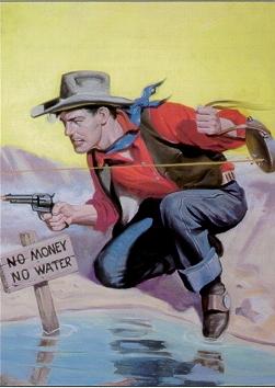 Cowboy at watering hole