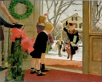 Grandmother arrives for a visit