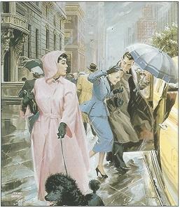Woman in pink watching