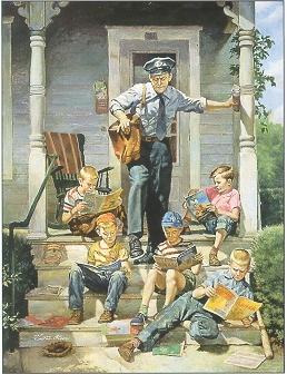 Mailman wending his way by Victor Olson - Auction record, sale price, and art valuation. Compare with similar artists and explore comparable artworks.