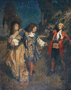 Man Surprising Couple in Formal Garden