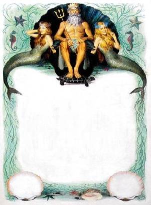 Advertisement: King Neptune and mermaids