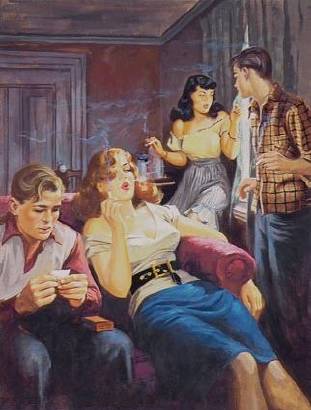 Magazine cover: Teenagers warily smoking marijuana