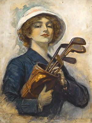 Woman with Golf Clubs by Clarence Frederick Underwood - Auction record, sale price, and art valuation. Compare with similar artists and explore comparable artworks.