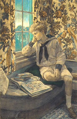 Boy in Windowseat Daydreaming by Alice Stephens - Auction record, sale price, and art valuation. Compare with similar artists and explore comparable artworks.