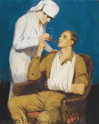 Nurse lights pipe by Clarence Frederick Underwood - Auction record, sale price, and art valuation. Compare with similar artists and explore comparable artworks.