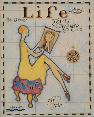 Magazine cover: Flapper looking at photo of her beau