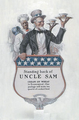 Standing Back Of Uncle Sam Advertisement, Cream of Wheat, 1918