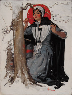 Magazine cover: Woman pauses to taste maple syrup