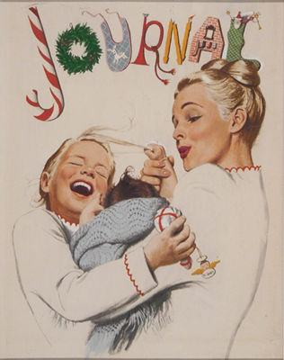Magazine cover: Mother and daughter with baby grabbing at girl's hair by Al Charles Parker - Auction record, sale price, and art valuation. Compare with similar artists and explore comparable artworks.