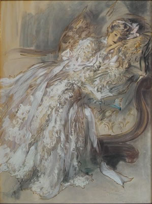 Sample artwork by Henry Hutt (1875 - 1950), known for magazine and commerical art illustration, stylish women motifs - View similar artists and auction records