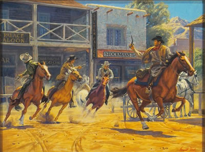 Glendive Getaway Story illustration, 1950s;