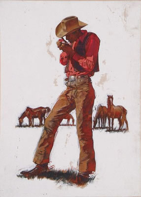 COWBOY ON THE RANGE OF BOX OF CIGARETTES